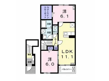 アルバーダ(2LDK/2階)の間取り写真
