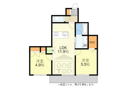 池田市天神1丁目ヘーベルメゾン(2LDK/2階)の間取り写真