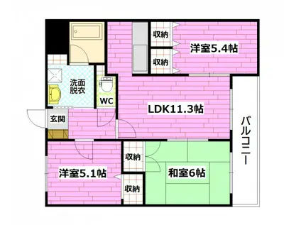 ベルナティオA館(3LDK/1階)の間取り写真