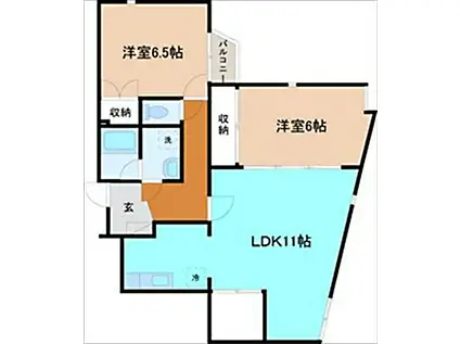 ウェルボニア泉野(2LDK/3階)の間取り写真