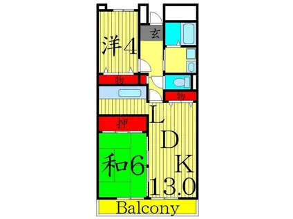 フレール綾瀬2(2LDK/2階)の間取り写真