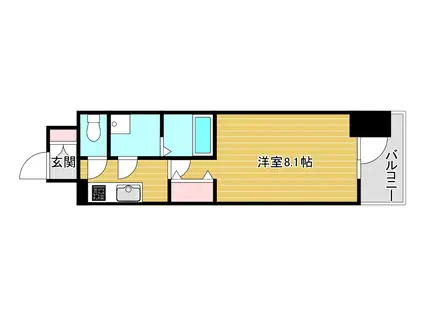 MELDIA CREST NAMBA SOL TERRACE(1K/4階)の間取り写真