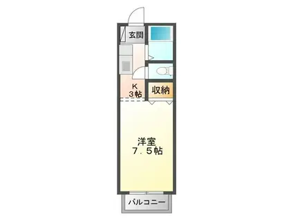 WING-2土屋(1K/2階)の間取り写真