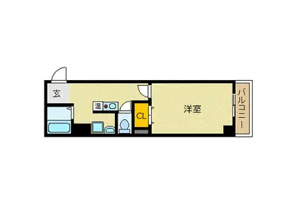 ブルーノ長堀(1K/2階)の間取り写真