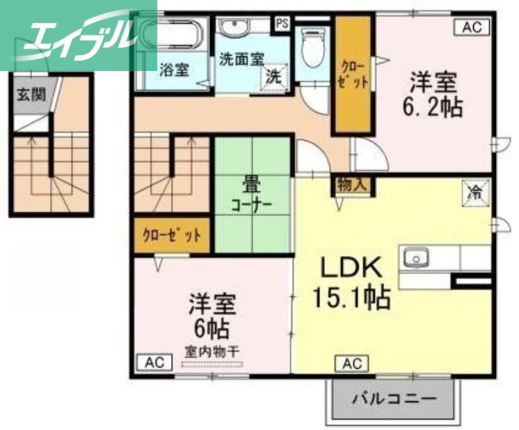 恵比寿II(2LDK/2階)の間取り写真
