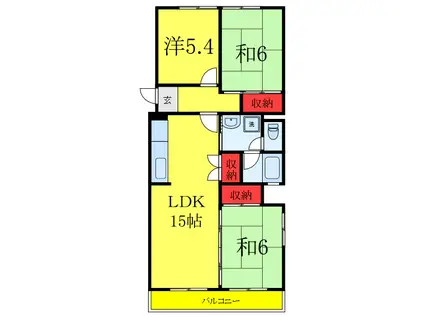 辻1丁目マンション(3LDK/5階)の間取り写真
