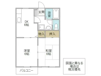 サンハイツ30 E棟(2DK/2階)の間取り写真