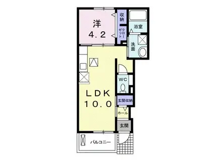 ホープヒルズC(1LDK/1階)の間取り写真