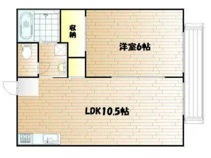 ハートピア6番館(1LDK/1階)の間取り写真