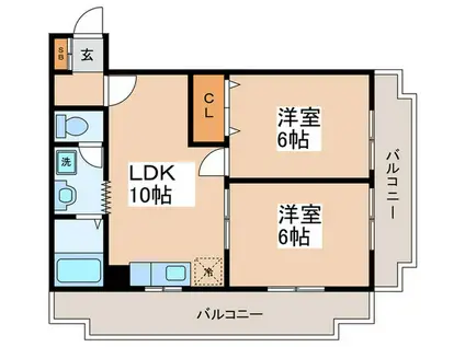 第二若木コーポ(2LDK/7階)の間取り写真