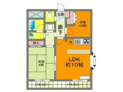 イデアーレ野比(2LDK/2階)の間取り写真