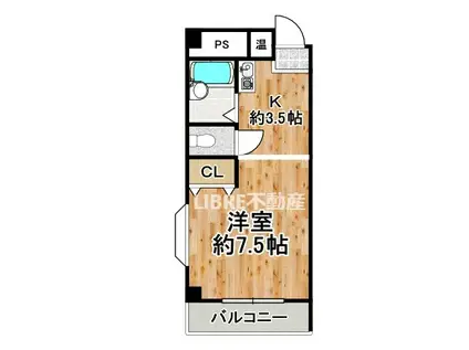 グランソシエ大正III(1K/4階)の間取り写真