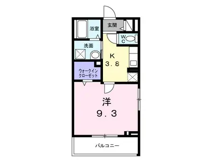 ハイドレンジア くずは(1K/2階)の間取り写真