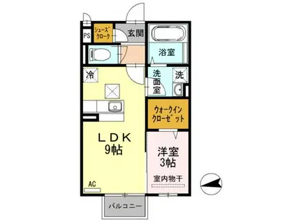 DEAR ROOMサチ(1LDK/1階)の間取り写真