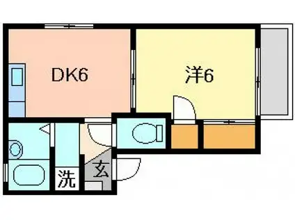 サンヒルズ比治山(1DK/1階)の間取り写真