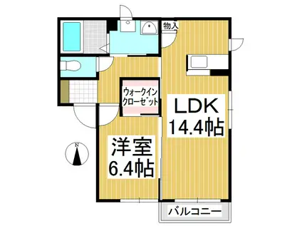 レイクヒルズこじまB(1LDK/2階)の間取り写真