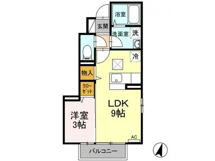 CASAフィオーレ(1LDK/1階)の間取り写真