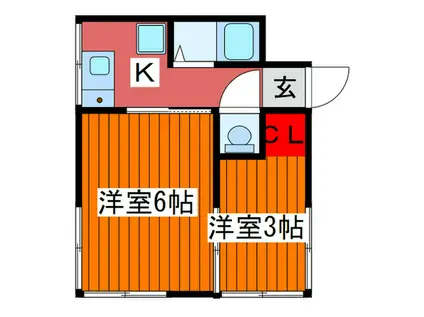CUBE東十条(2K/1階)の間取り写真