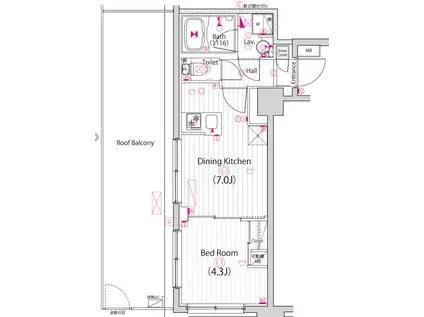 ガーラ・パークサイド亀戸(1DK/6階)の間取り写真