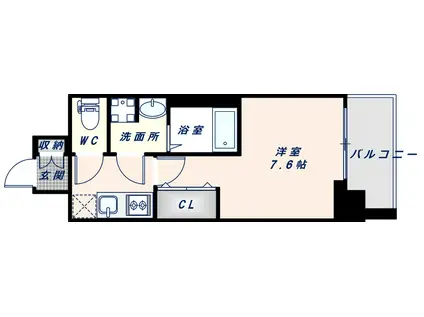 ジアコスモ大阪城南II(1K/8階)の間取り写真