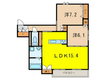 グランエイト甲子園戸崎(2LDK/3階)の間取り写真