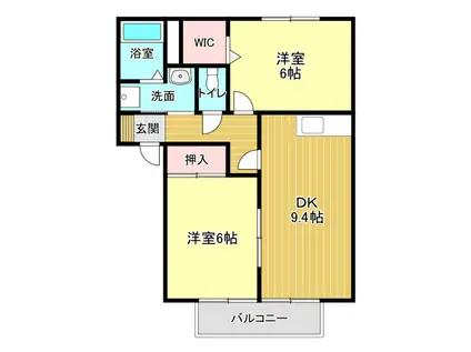 グランシャリオA(2DK/2階)の間取り写真