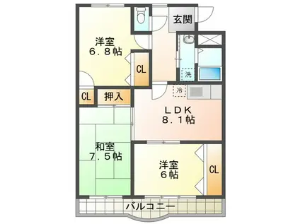 ベレーザII(3LDK/2階)の間取り写真