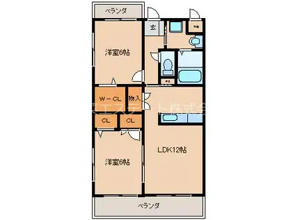 DE ZON カタブチ(2LDK/2階)の間取り写真