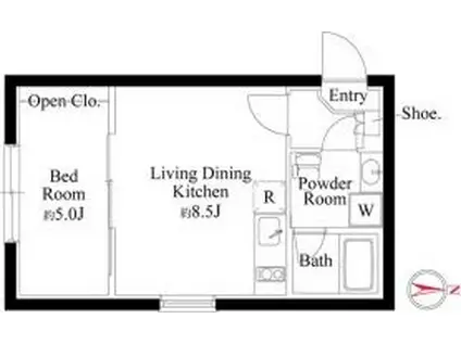 CASAPIAZZA蒲田イースト(1LDK/2階)の間取り写真