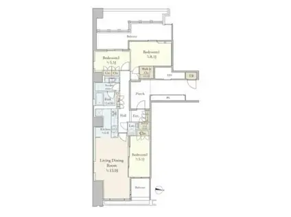 ワールドシティタワーズブリーズタワー(3LDK/37階)の間取り写真