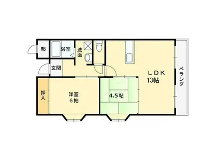 メゾンツインウイン2番館(2LDK/3階)の間取り写真