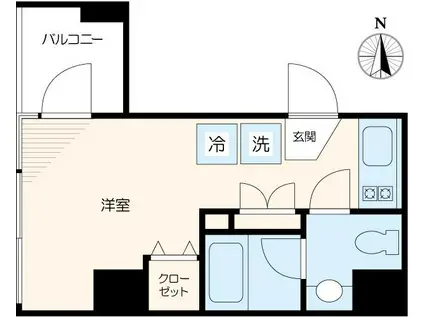 グランビュー門前仲町(ワンルーム/1階)の間取り写真