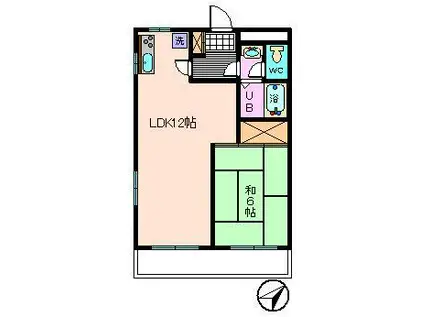 ハイデンス石川(1LDK/3階)の間取り写真