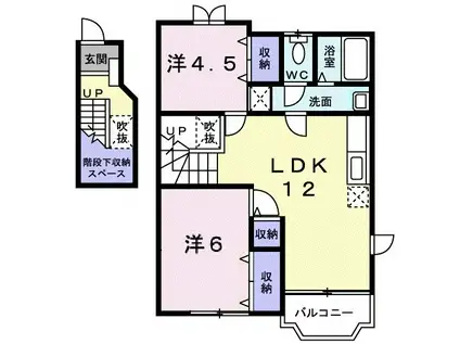 ベルメゾンD(2LDK/2階)の間取り写真