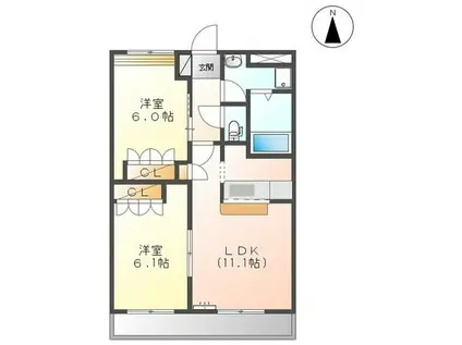 長良川鉄道 郡上八幡駅 徒歩42分 2階建 築19年(2LDK/2階)の間取り写真