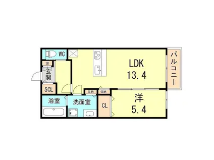 メリヤス城が山(1LDK/2階)の間取り写真