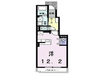 プラージュB(ワンルーム/1階)の間取り写真