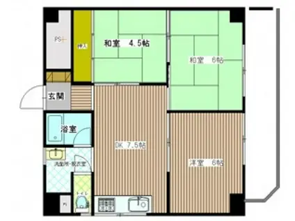 第2西村ビル(3DK/9階)の間取り写真