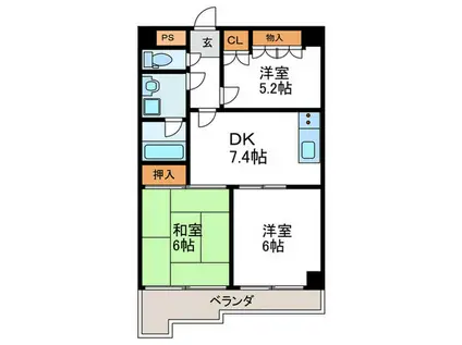 ルミエール葛野大路(3DK/4階)の間取り写真