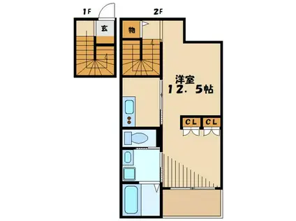 マーキスコート ノース(1K/2階)の間取り写真