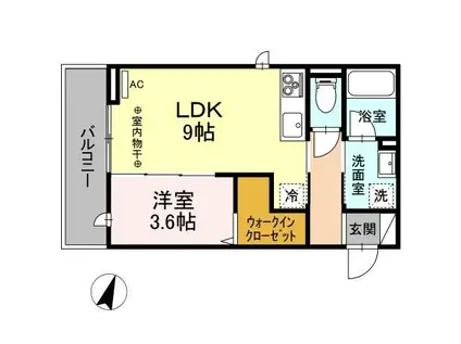 ミモザハウスIII(1LDK/2階)の間取り写真