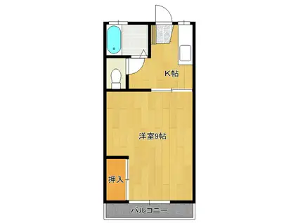 シルクハイツA B(1K/2階)の間取り写真