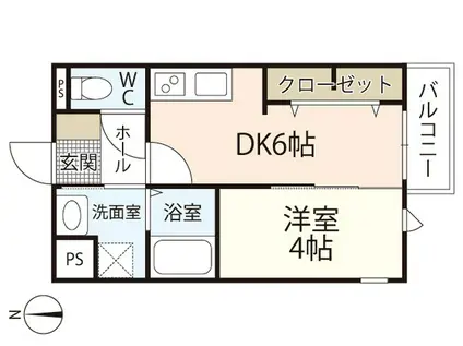 GLYCINE COURT 長束(1DK/2階)の間取り写真