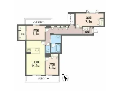 シャーメゾン ヴィラ 平田台(3LDK/3階)の間取り写真