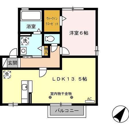 リビングタウンヴェルード(1LDK/2階)の間取り写真