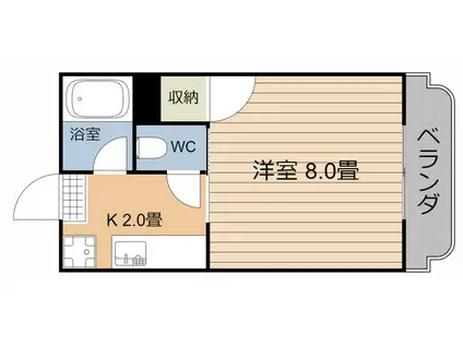 Mハウス唐湊(1K/4階)の間取り写真