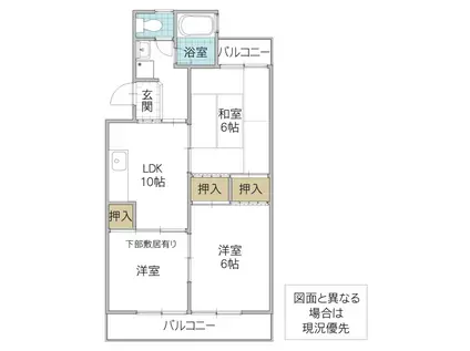旭町ケイセンマンション(2LDK/2階)の間取り写真