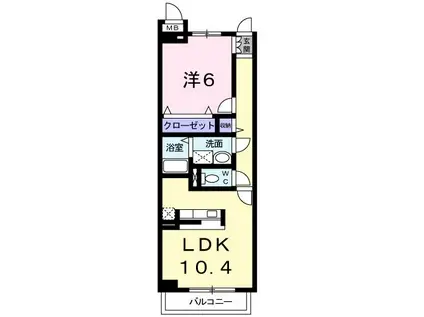 ファミールエセナE(1LDK/2階)の間取り写真