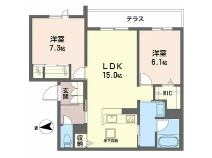 シャーメゾン ヴェル―ラ(2LDK/1階)の間取り写真