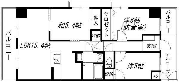 コスモス(3LDK/1階)の間取り写真